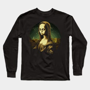 UFO Mona Lisa Alien Gifts Men Women Kids Funny Alien Long Sleeve T-Shirt